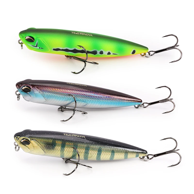 TSURINOYA Fishing Lure DW59 Floating Water Z-Shaped Pencil 85mm 10.5g Articial Bait Topwater Bass Bait 5 Colors