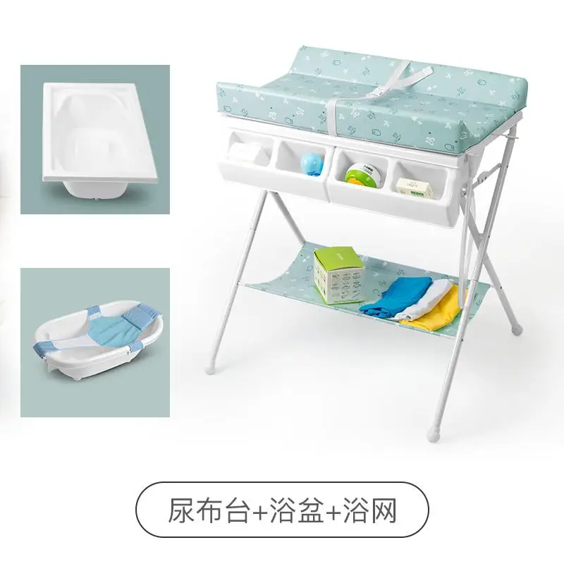HANSHAN Diaper Changing Tables Changing Table,Baby Care Station Touch Table Multi-Function Folding Newborn Dressing Massage Table Sakura Flower Powder 0-3 Years Old 