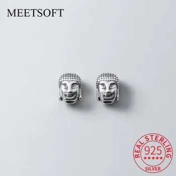 

MEETSOFT 925 Sterling Silver Buddha Head Modeling Bead Special Of Handmade Bracelet DIY Necklace Jewelry Making Findings