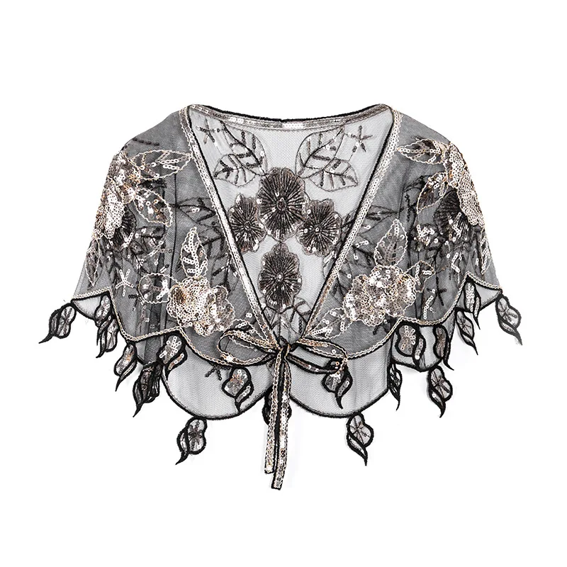 2019 Silver Sequined Woman Wraps Bridal Capes Shawl Beaded Elegant Evening Party Wedding Bolero Cape Jacket Accessories |