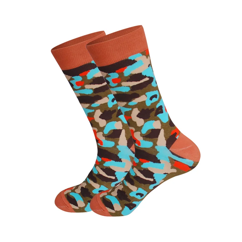 LIONZONE Цветочные камуфляжные листья Тай Чи АКС деревянный узор новинка мужские носки Хлопок Уличная мода лодыжки носки - Цвет: Camouflage Coffee