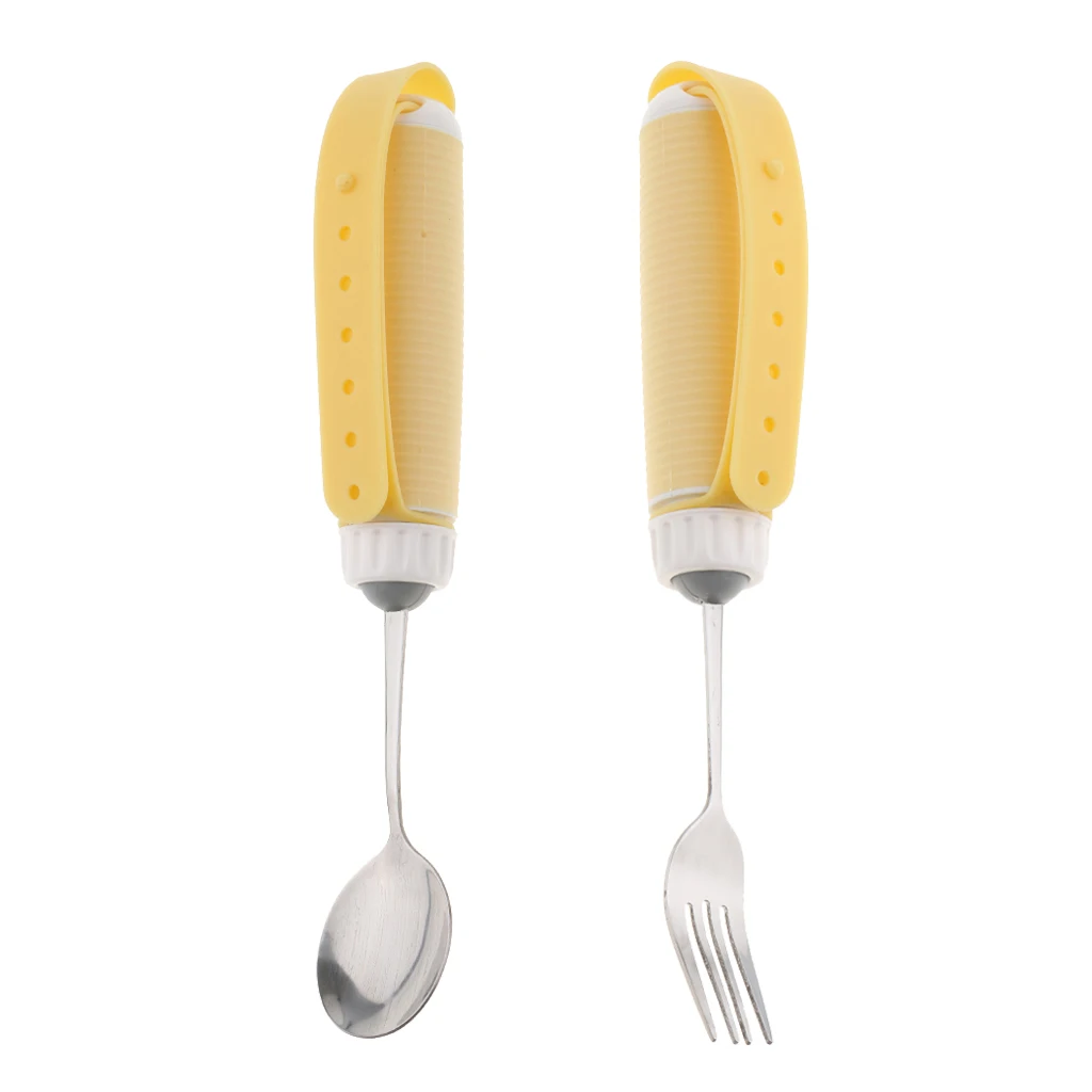 Rotating Utensil Eating Aids Spoon and Fork for Elderly Disabled Toddlers, Dining Aids Utensil for Week Grips