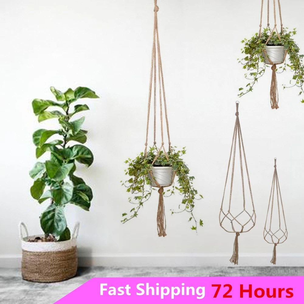 Vintage Plants Hanger Jute Rope Botanic Hooks Flower Pot Holder Wall