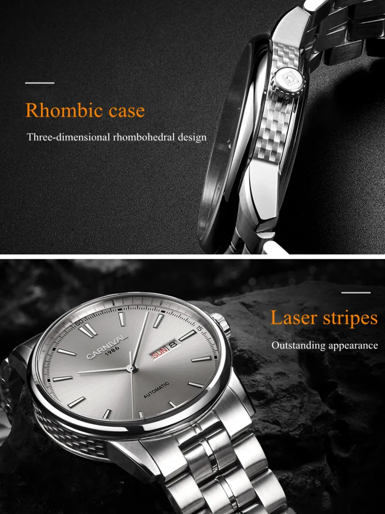 Switzerland Carnival Mechanical Watch Men MIYOTA Automatic Men Watches Luxury Brand Waterproof Clock Sapphire Montre Homme Reloj