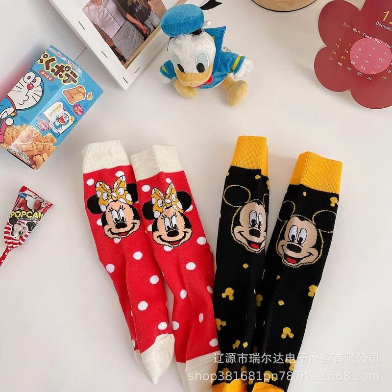 1 pair The New Disney Anime figure Summer Mickey Minnie mouse tube socks Cartoon casual xxx boy and girls Princess socks min