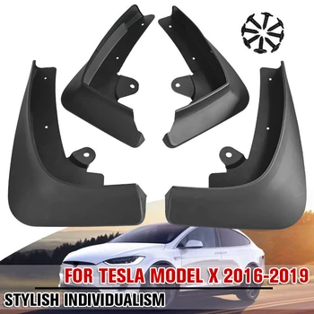 

4Pcs/Set Car Mud Flaps Front Rear Mudguard Splash Guards Fender Mudflaps with Screw Fixings For Tesla Model X 2016-2019