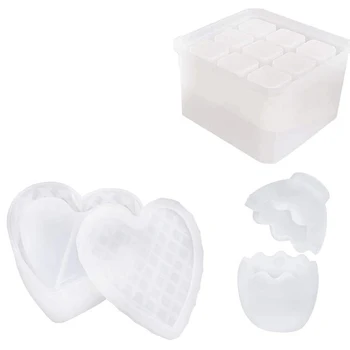 

Epoxy Resin Molds with Heart Shape 9-Slot Epoxy Molds Storage Box Egg Box Molds for Resin Epoxy, Candle Wax, Soap
