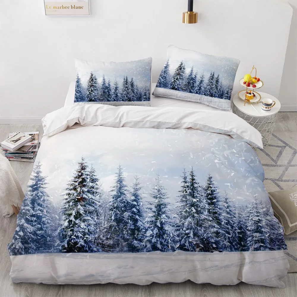 

3D Printed Bedding Sets luxury Snow White Pine Forest Roclet Astronaut Single Queen Double King Twin Bed For Home Duvet Cover