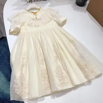 

Baby dress embroidered floral pattern sweet summer princess party dress high quality kids girls dresses