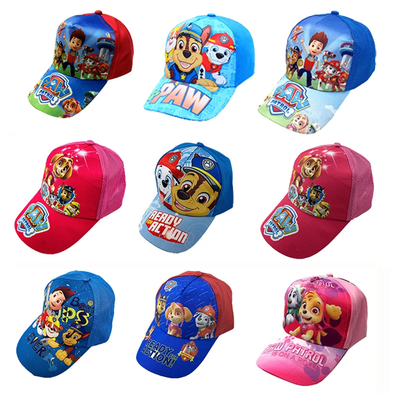 Nueva Pata de patrulla de personaje de dibujos animados figura gorra de béisbol sol gorra de red niños juguetes deportivos para el aire libre los niños fiesta de cumpleaños regalos