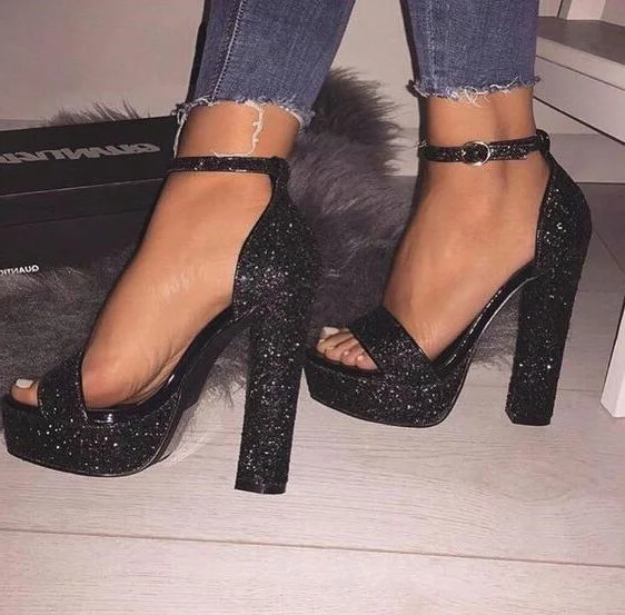 ladies black sparkly shoes