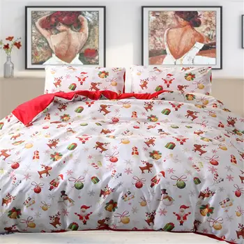 

228x228cm Christmas 3 Pieces Duvet Covers Set Santa Claus Pattern Bedding Cover Set Quilt Cover Pillow Case