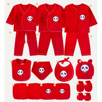 

18 Piece Newborn Clothes Baby Suit Cartoon Panda Infant ClothingBaby Mouth Gift Christmas toddler outfit Spring