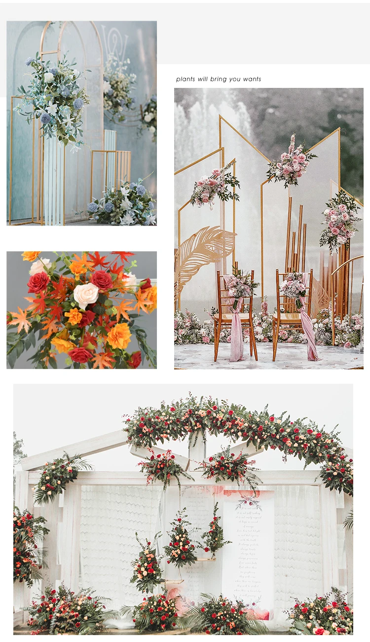 JAROWN Wedding Artificial Rose Flower Row Small Corner Flowers Silk Fake Flowers DIY Party Decoration Home Garland Decor Flores (27)