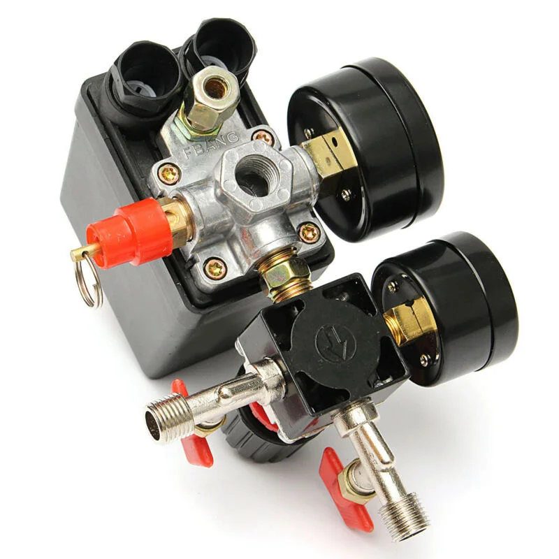 Válvula de compresor de Aire Regulador de válvula de Control de Interruptor de presión de compresor de Aire pequeño con manómetros
