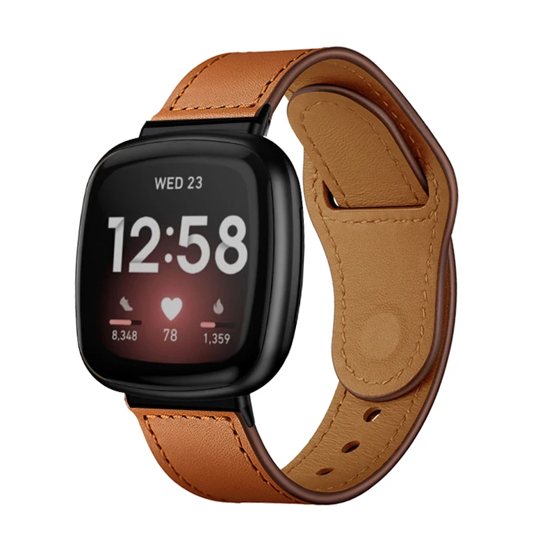 Leather Ventilation Bracelet Strap For Fitbit Versa 2 3 Sense Band Loop Genuine Leather Smart Watch Strap Replacement 