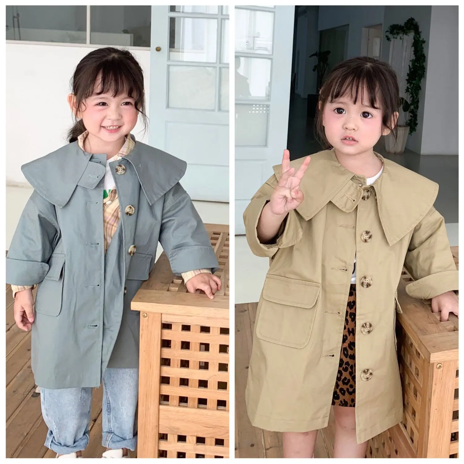 

Can M Anne 2020 Childrenswear Spring And Summer New Products Children Long Coat Solid Color Single-Breasted Fold-down Collar Tre