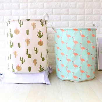 

Foldable Laundry Basket Cotton Linen Washing Storage Organizer Round Dirty Clothes Sundries Storage Box Kids Toy B7B80B25