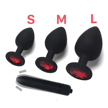 Adult Silicone Anal Plug Dildos Bullet Vibrator Butt Plugs Sex Toys for Women Men Gay Prostate Massager Anal Masturbating S/M/L 1