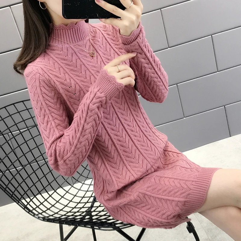 

3702-Real-beat arc-shaped underside sawtooth corrugated half-high collar medium and long knitting sleeve 44 [P Zone 21]