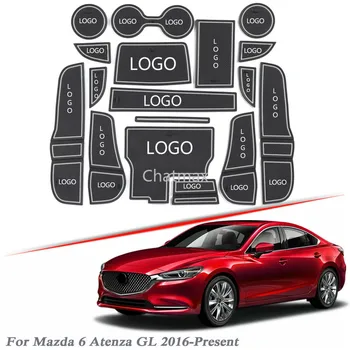

Brand LOGO Car Styling For Mazda 6 Atenza GL 2016-2020 Gate slot pad Interior Door Groove Mat Non-slip dust Mat Auto Accessory