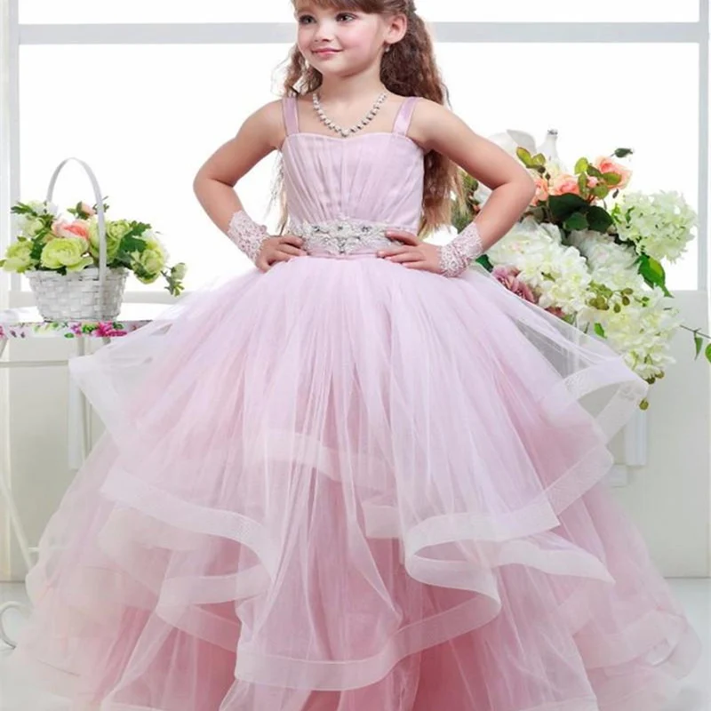 Великолепные Платья с цветочным узором для Девочек Пышные вечерние платья принцессы из тюля с аппликацией на день рождения платья для первого причастия - Цвет: Picture style