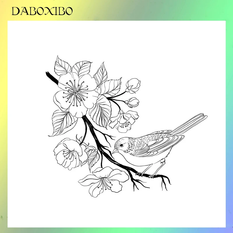 

DABOXIBO SPeach Blossom Clear Stamps For DIY Scrapbooking/Card Making/Photo Album Silicone Decorative Crafts13X13