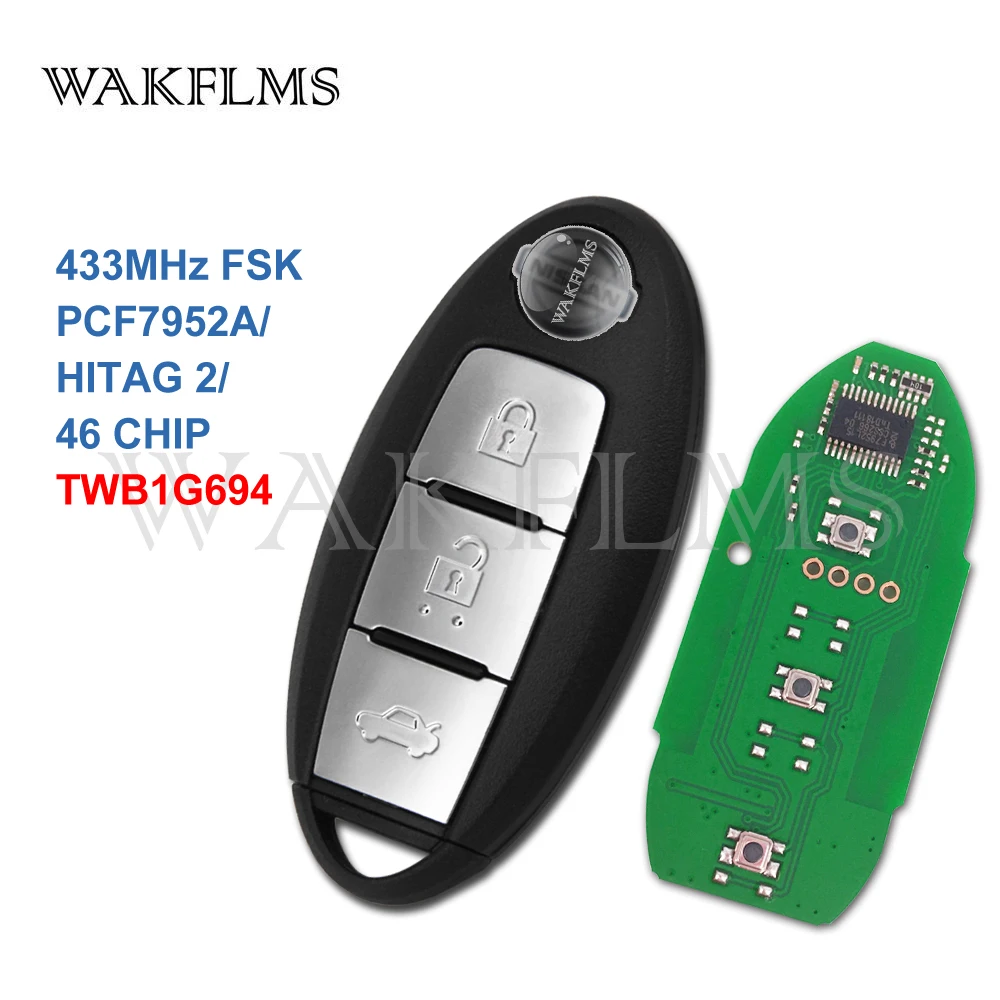 2 Pack Remote Key Fob fits Nissan Versa Sentra 2013 2014 2015 4-Button CWTWB1U815