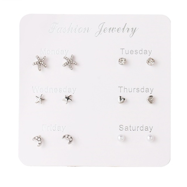 Fashion 3/6 Pairs Women's Earrings Korean Heart Stud Earrings for Women Pearl Earring Set 2021 Earings Jewelry Brincos Gifts