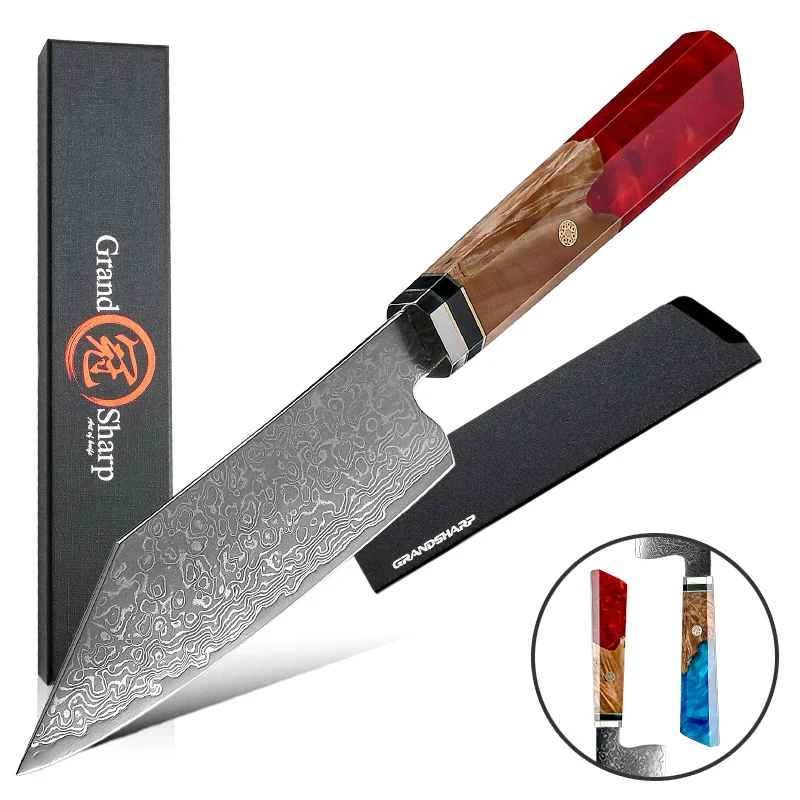 

5.5 Inch Professional Kiritsuke Knives AUS10 Japanese Damascus Steel Chef Kitchen Knife Meat Sushi Vegetables Cutlery GRANDSHARP