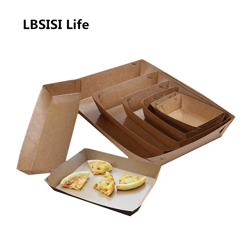 LBSISI Life 100 шт поднос для еды из крафт-бумаги для барбекю, барбекю, вынос, поднос для еды, курица, попкорн, пицца, вечерние