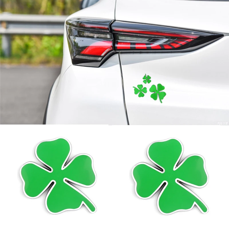 Four Leaf Clover Styling 3D Metal Car Sticker Badge Green Lucky Clover Emblem Sticker Per Skoda Chevrolet Alfa Romeo Volvo Ford