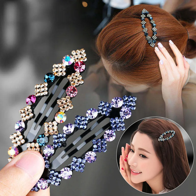 Fashion Crystal Rhinestone Bangs Bb Clip Hairpin Barrette For Women Girl Geometric Hair Clips Hairgrip Hair Accessories Headwear