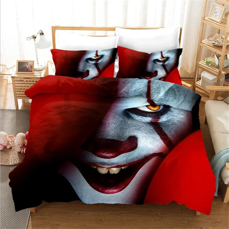 

Movie It: Chapter Two Pennywise Cosplay Bedding Set Duvet Covers Pillowcases Comforter Full Twin Single Size Bedclothes Bed Sets