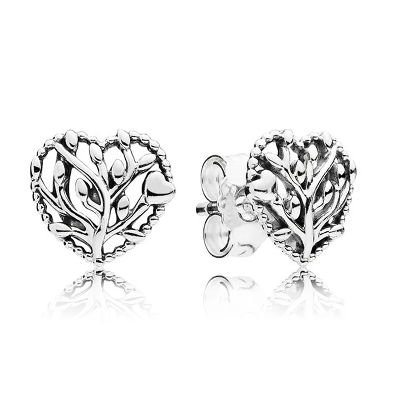 Оригинальные 925 пробы серебряные серьги-гвоздики в европейском стиле с цветущими сердечками для женщин, очаровательный подарок из бисера, ювелирное изделие своими руками