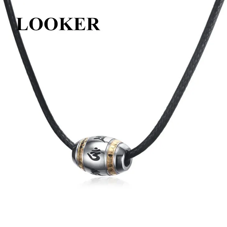 Мужское ожерелье LOOKER из нержавеющей стали подвеска Будды с 6 надписями мантра