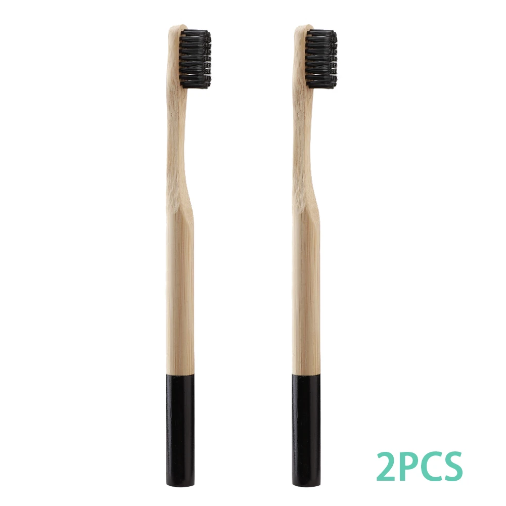 2pack Colorful Environment-friendly Bamboo Toothbrush Oral Care Bamboo Handle Soft Bristles Tooth brush Whitening Toothbrush - Цвет: black