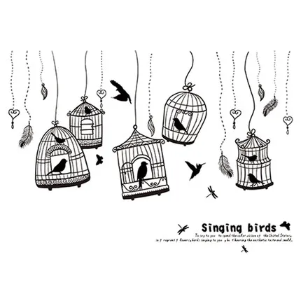 Black Wall Sticker Simple Pastoral Style Bird Cage Restaurant Wall Decor Café Poster And Prints Room Decoration Kitchen Stickers Black Wall Sticker Simple Pastoral Style Bird Cage Restaurant Wall Decor Café Poster And Prints Room Decoration Kitchen Stickers