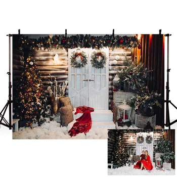 

Mehofond Christmas Backdrops Christmas Tree Wood Board Gift Party Photography Backgrounds for Photo Studio Indoor Decorations