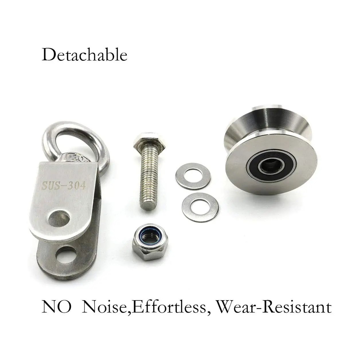 U Type Swivel Pulleys 304 Stainless Steel Duplex Bearing Super-Silent Detachable 360 Degree Rotation Heavy Duty Traction Wheel u type swivel pulleys