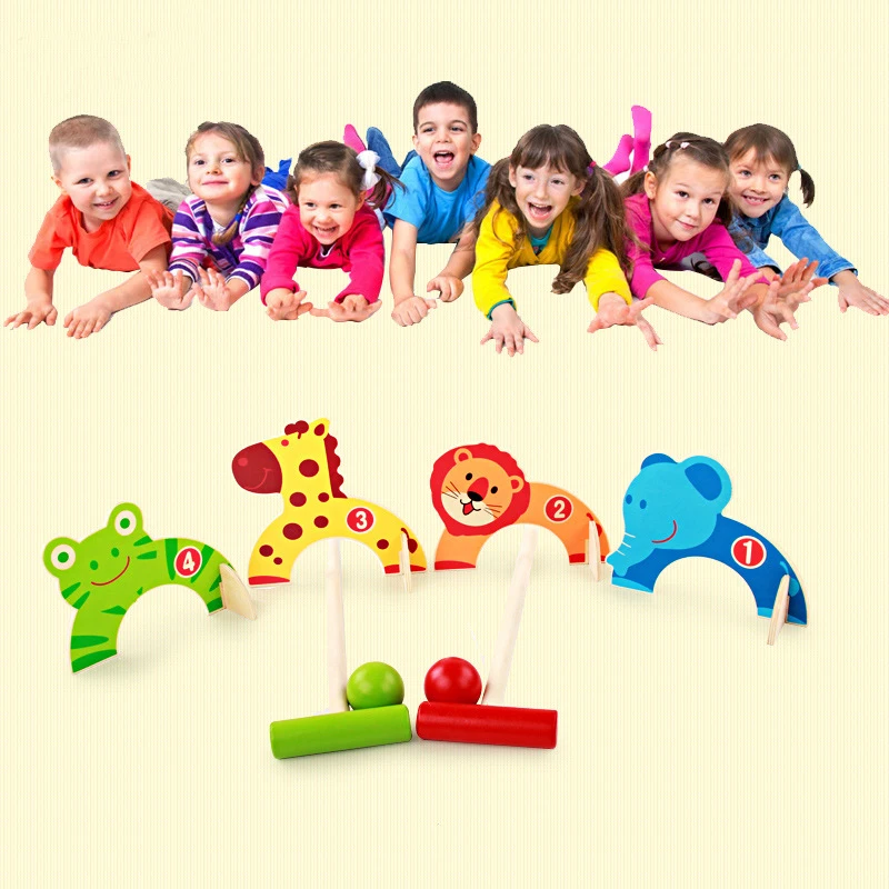 

Wooden Animal Door Ball Mini Golf Enducation Toys For Children Croquet Cue Sport Indoor Outdoor Sports Toy