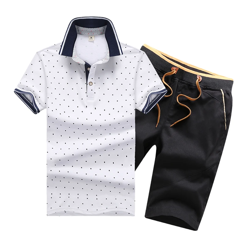 Для мужчин комплект Повседневное 2019 летние однотонные Slim Fit костюм s поло + шорты
