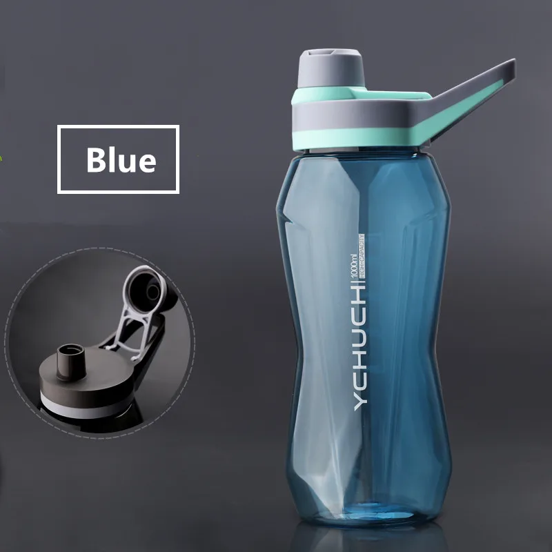 Blue 1000 мл/1500 мл большая емкость портативные спортивные бутылки для воды Открытый Кемпинг Пикник Велоспорт чайник тренажерный зал фитнес шейкер бутылка для воды - Цвет: Blue