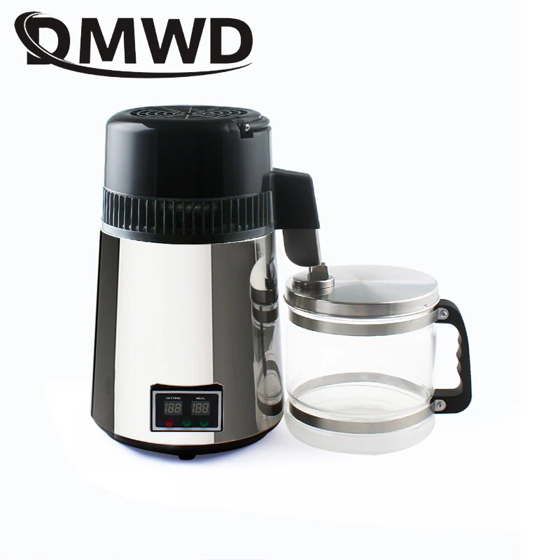 DMWD Pure Water Distiller 304 Stainless Steel Distilled Water Machine Dispenser Filter 4L Dental Distillation Purifier 110V 220V