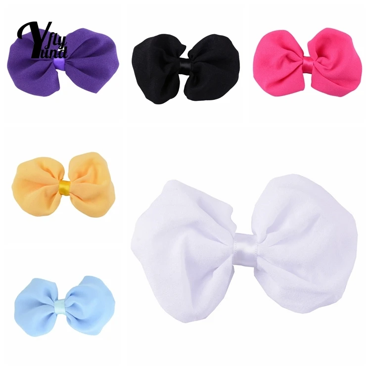 

Yundfly 10*5.5 CM Solid Color Chiffon Bowknot Infant Hairpins Cute Handmade Bows Duckbill Clip Baby Headwear Hair Accessories