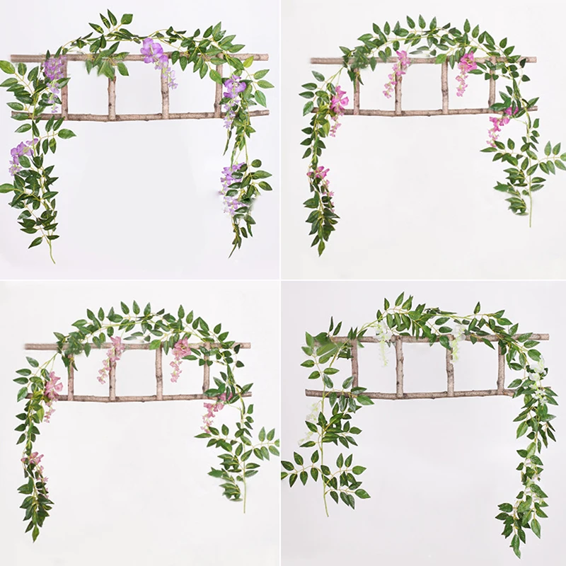 6.6 FT Hanging Artificial Silk Wisteria Fake Garden Flowers Plants Vines Wedding