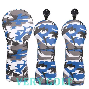

3pcs Golf Club Driver Fairway Wood Head Cover Soft Polyester Leather with Blue Camouflage Driver FW Cover with No tag 3 5 7 x