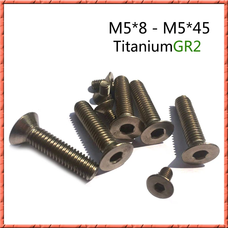 50 шт./лот GR2 чистый титановый ti сплав DIN7991socket винт M5 * 8/10/12/16-30/35/40/45/50 овальные винты