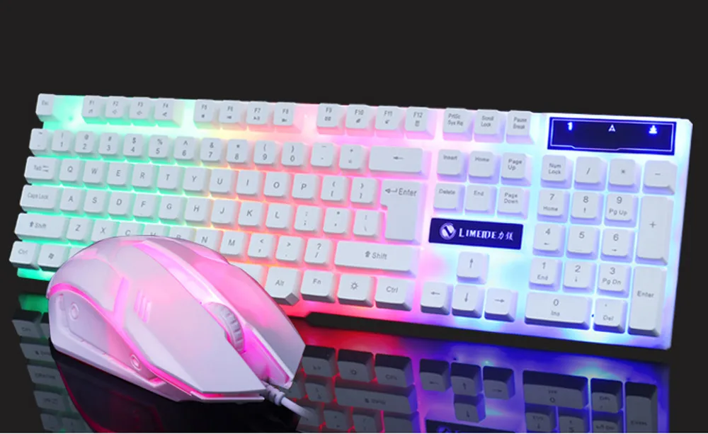 Клавиатура игровая цветная светодиодный с подсветкой USB Проводная ПК Радужная игровая клавиатура мышь набор клавир геймер Teclado игровая