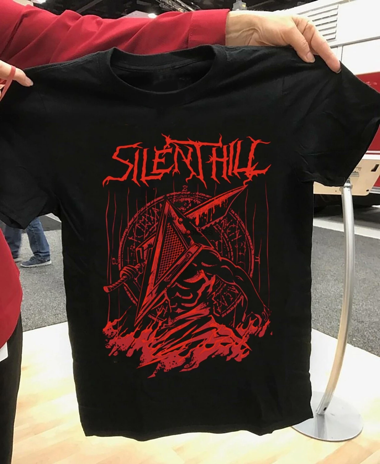 Silent Red Thing Hill Pyramid Head Horror Movie Black Cotton T-Shirt | Мужская одежда